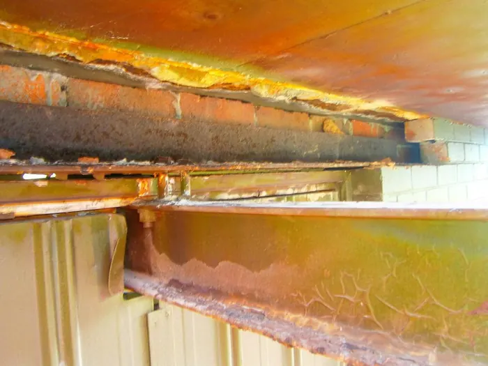 Severely corroded lintel at a Water Corporation substation in Perth