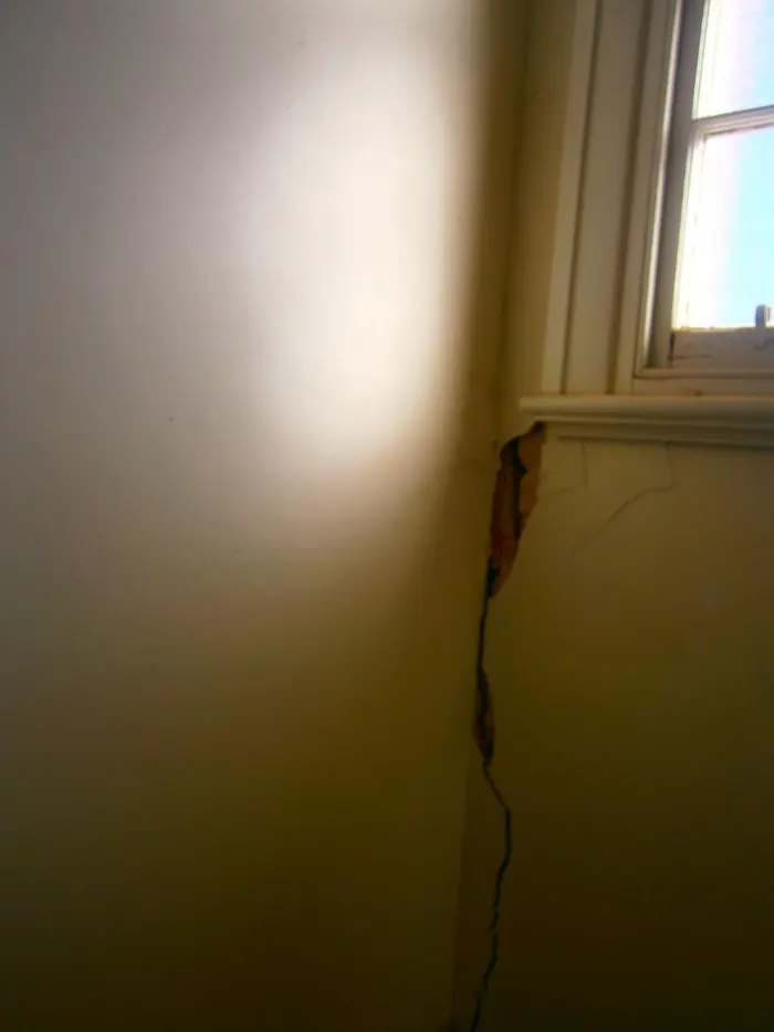 Internal crack beside a window